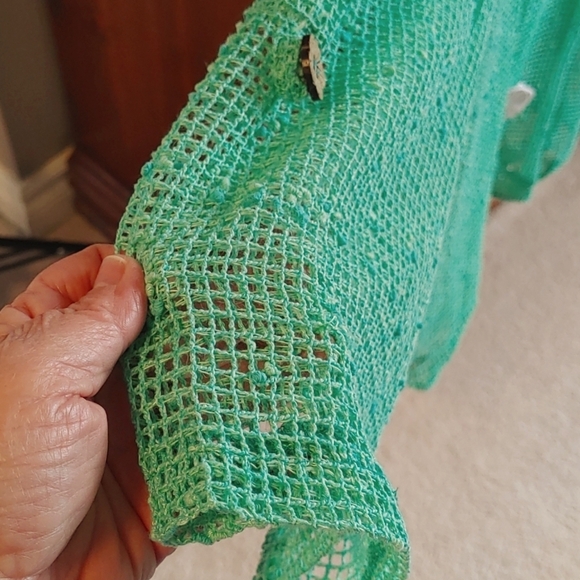 NWOT Nina Leonard Green Boxy Mesh Top 2X - Picture 4 of 12